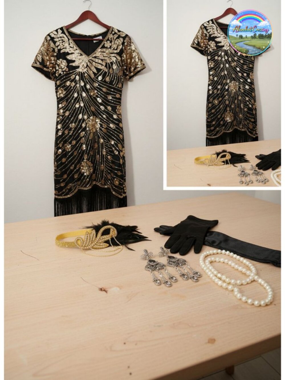 1920s Flapper Dress Sequin Fringe Gatsby Costume
